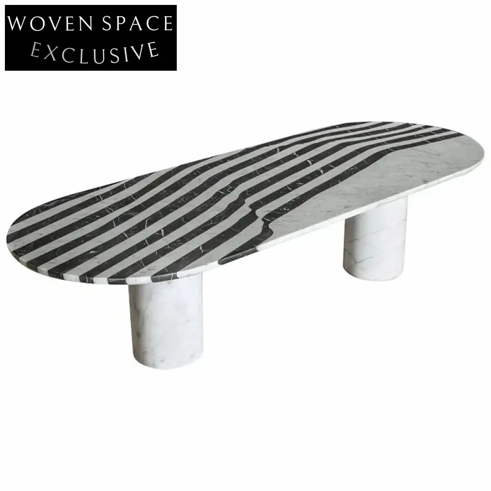 Modern Oval Marble Coffee Table, Creative Living Room Centerpiece Furniture Design