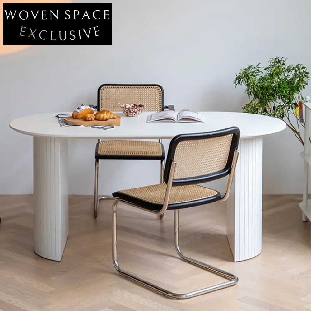 Modern Oval MDF 4 Seater Dining Room Set for Family Meals, Dining Table