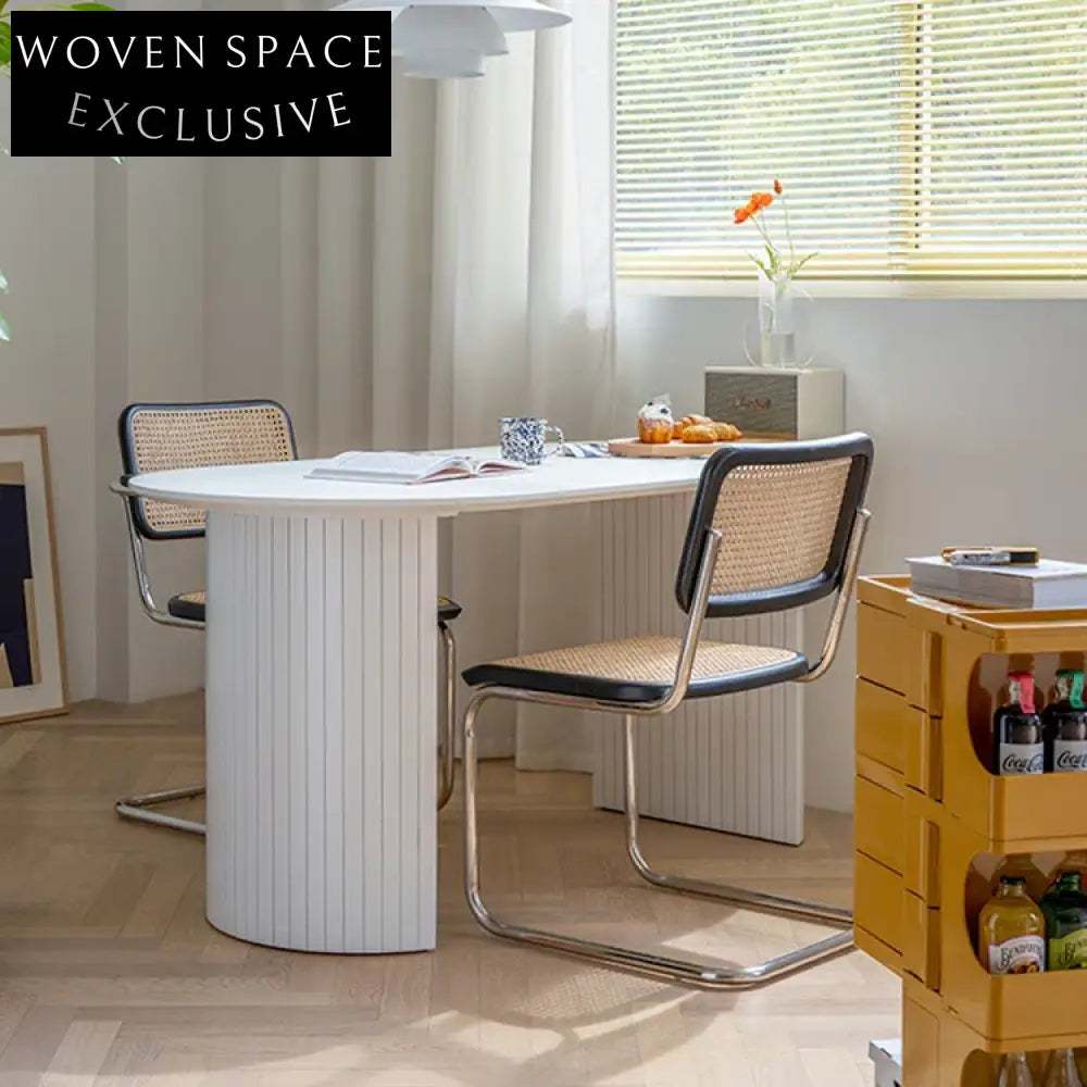 Modern Oval MDF 4 Seater Dining Room Set for Family Meals, Dining Table