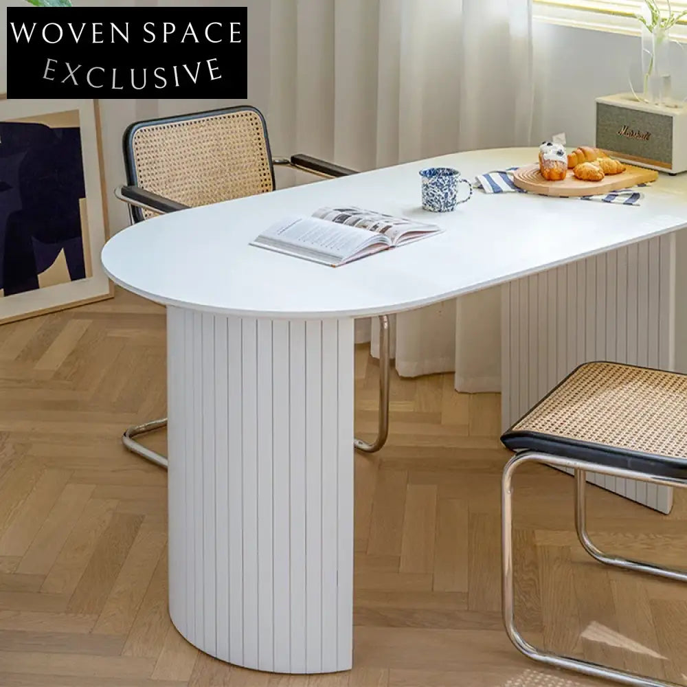 Modern Oval MDF 4 Seater Dining Room Set for Family Meals, Dining Table