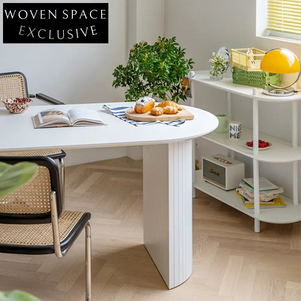 Modern Oval MDF 4 Seater Dining Room Set for Family Meals, Dining Table