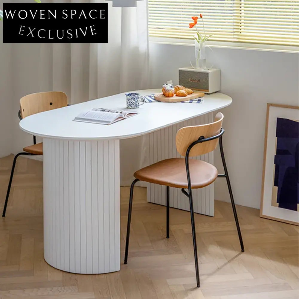 Modern Oval MDF 4 Seater Dining Room Set for Family Meals, Dining Table