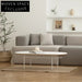 Modern Oval MDF Coffee Table with Wooden Top and Sturdy Metal Base