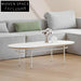 Modern Oval MDF Coffee Table with Wooden Top and Sturdy Metal Base