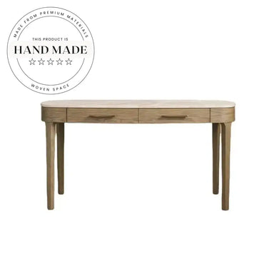 Modern Oval Solid Wood and Marble Top Executive Desk