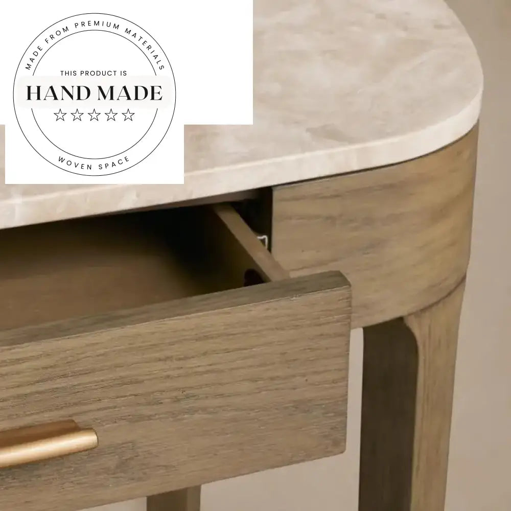 Modern Oval Solid Wood and Marble Top Executive Desk