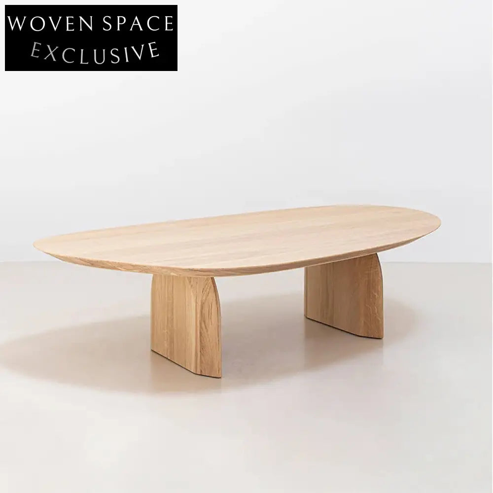 Modern Oval Solid Wood Living Room Center Table 43-inch Natural Finish