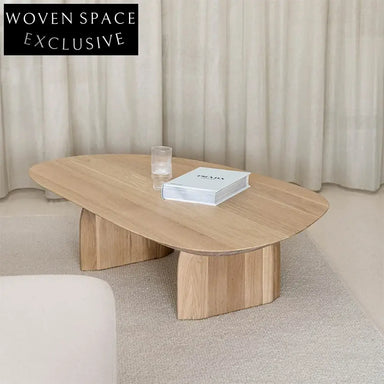 Modern Oval Solid Wood Living Room Center Table 43-inch Natural Finish