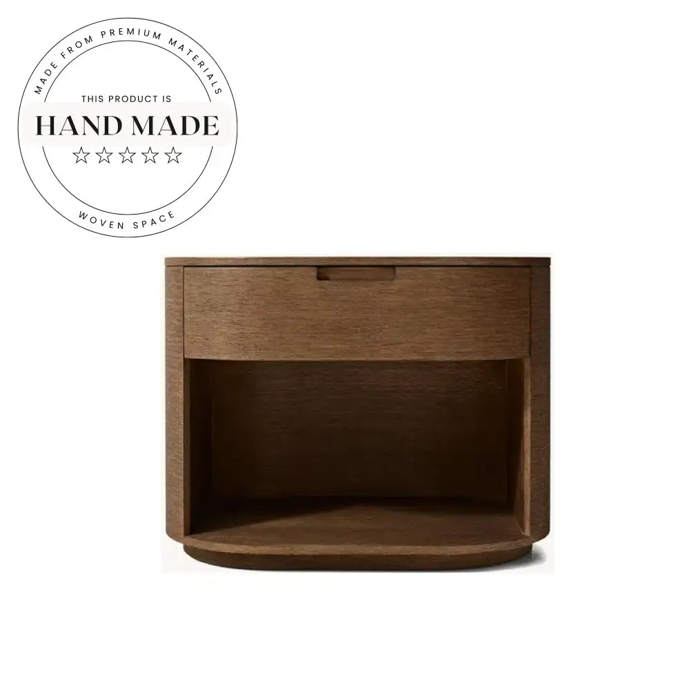 Modern Oval Solid Wood Nightstand with Three Drawers Bedside Table