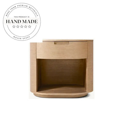 Modern Oval Solid Wood Nightstand with Three Drawers Bedside Table