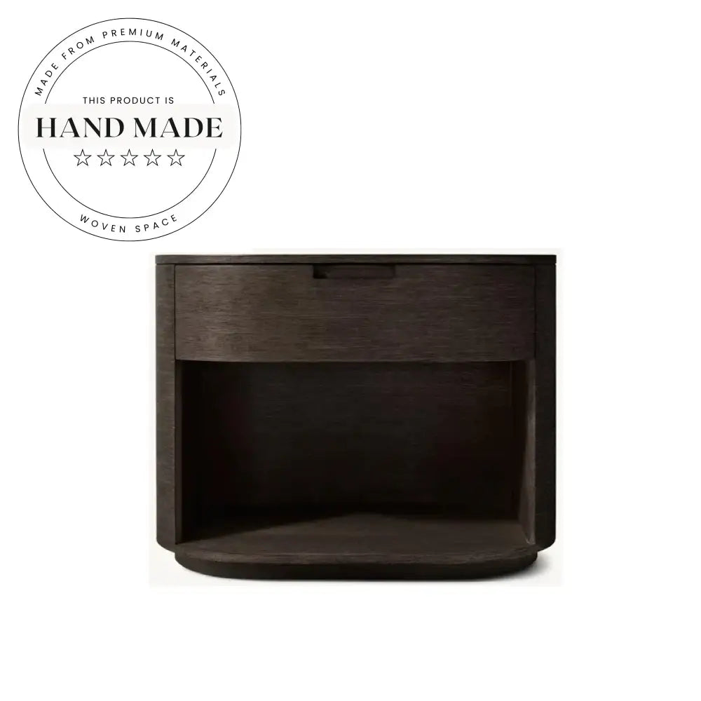 Modern Oval Solid Wood Nightstand with Three Drawers Bedside Table