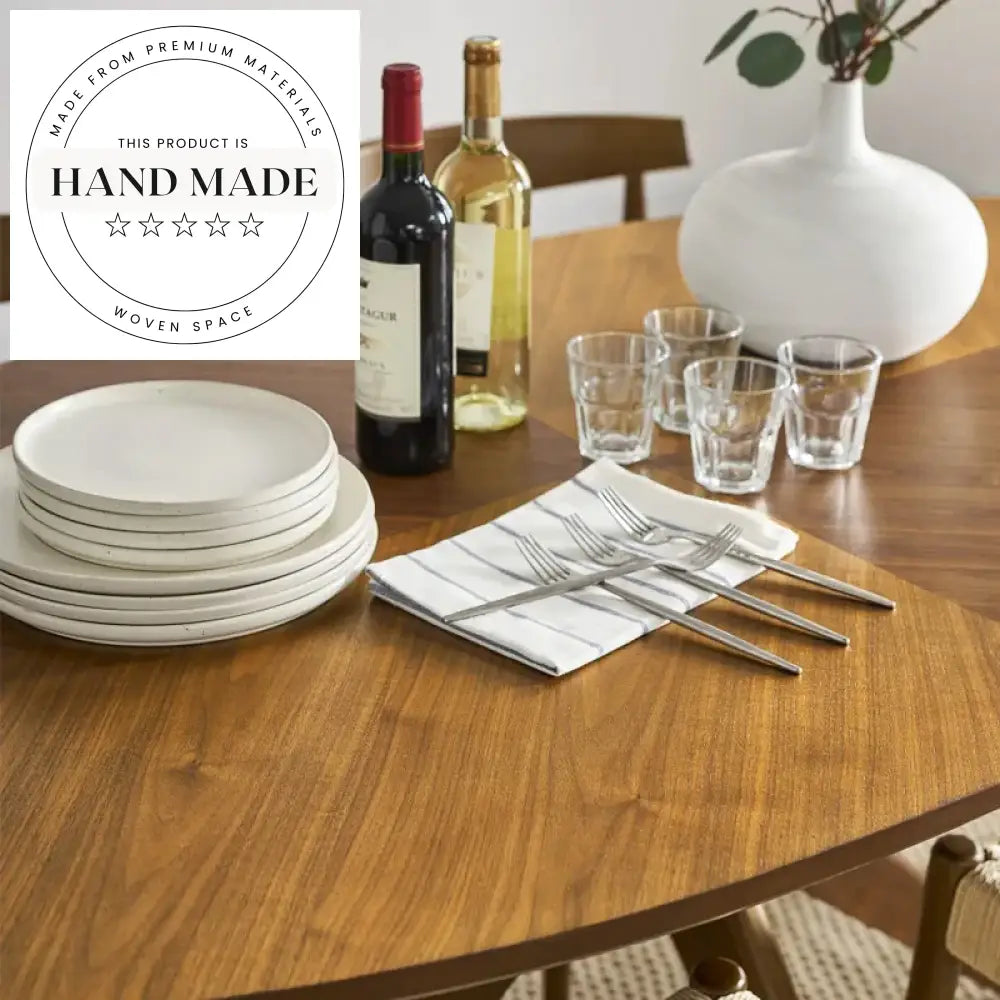 Modern Oval Solid Wood Walnut Pattern 6-8 Seater Dining Table