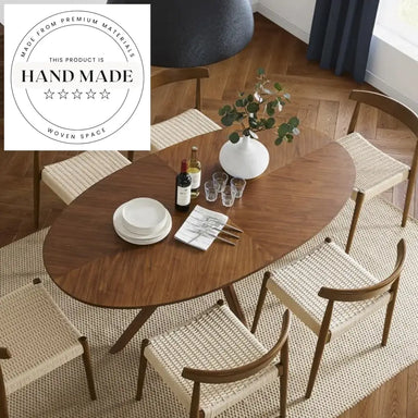 Modern Oval Solid Wood Walnut Pattern 6-8 Seater Dining Table