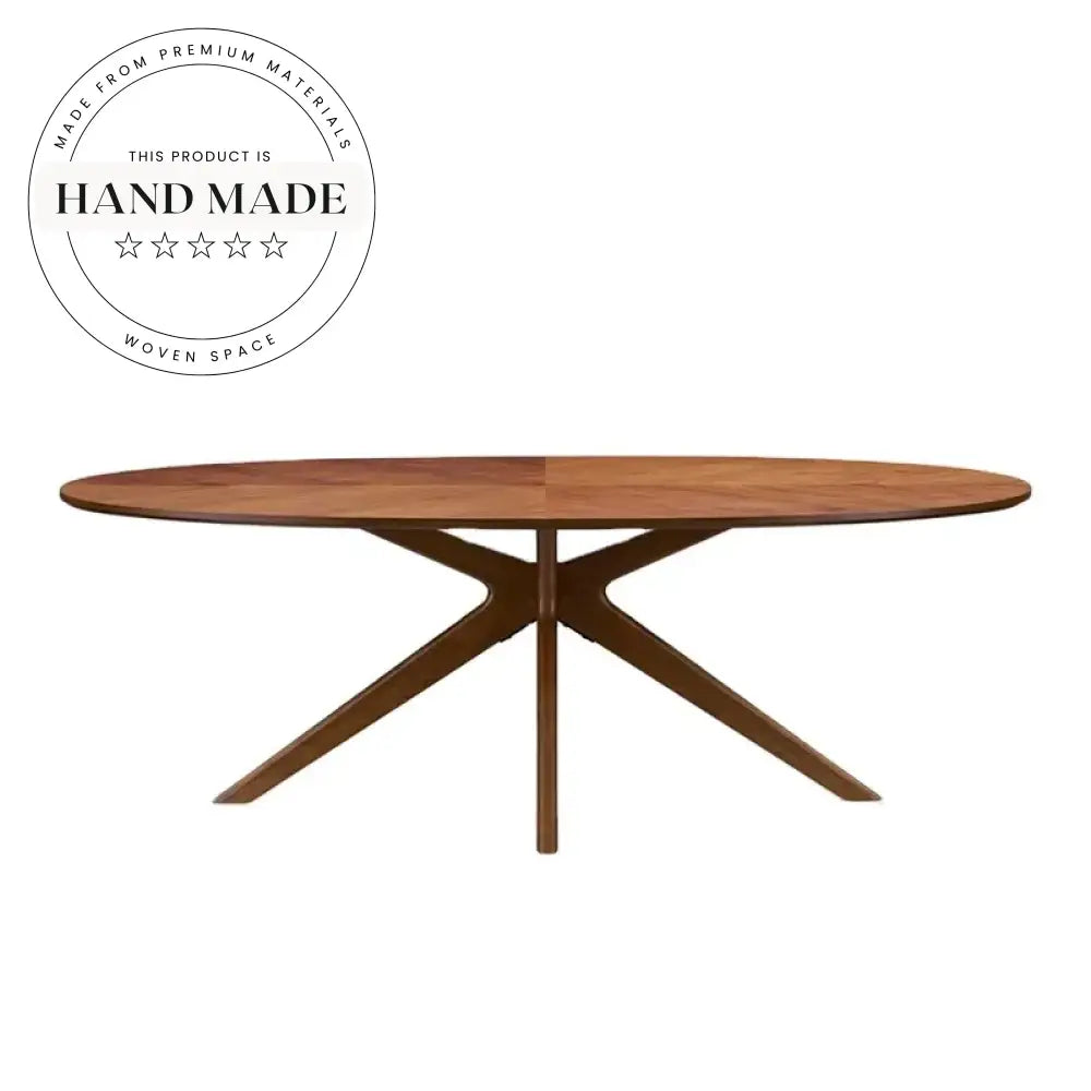 Modern Oval Solid Wood Walnut Pattern 6-8 Seater Dining Table