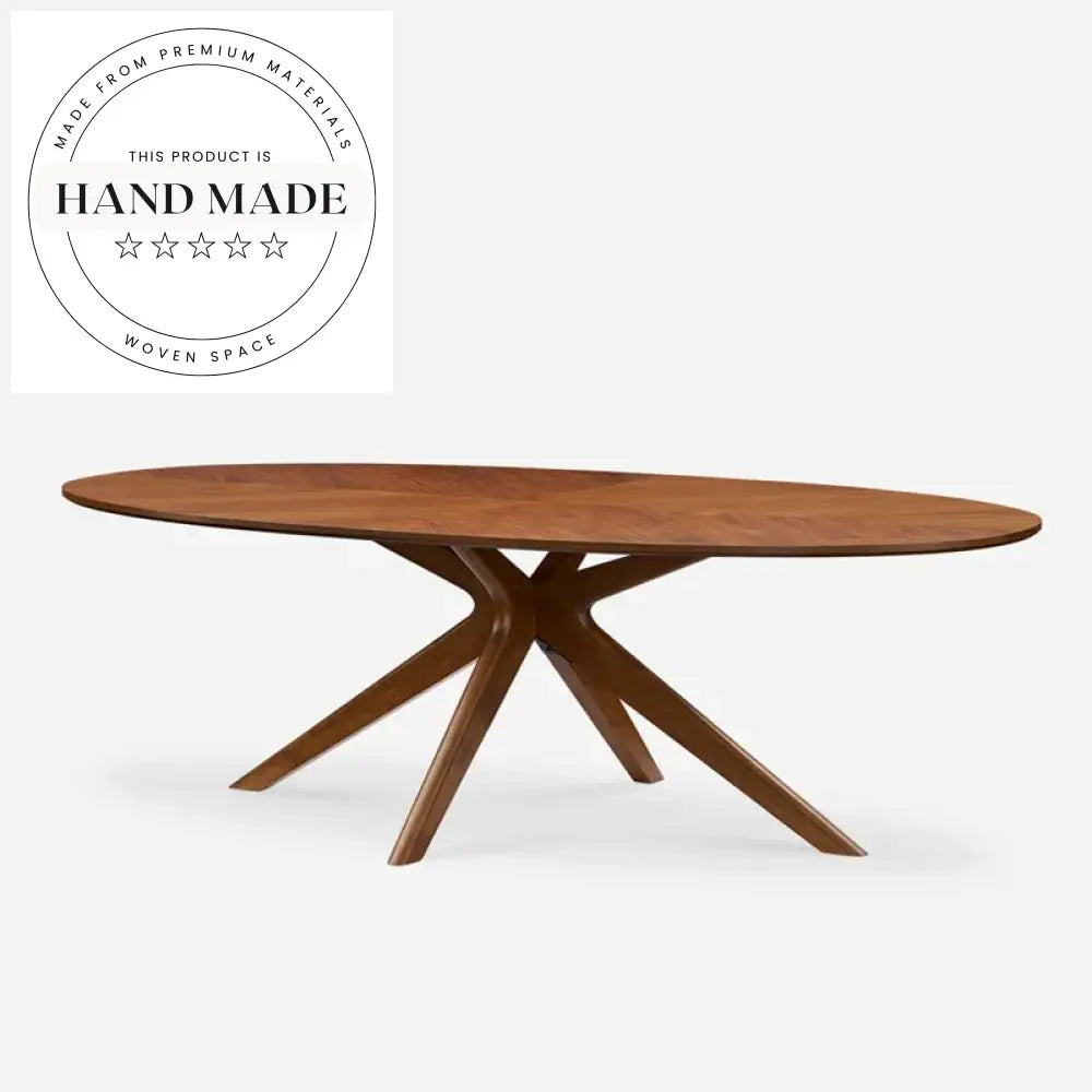 Modern Oval Solid Wood Walnut Pattern 6-8 Seater Dining Table