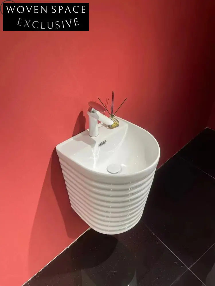 Modern Oval Wall Mounted Ceramic Bathroom Sink - Space-Saving Design, Durable Finish