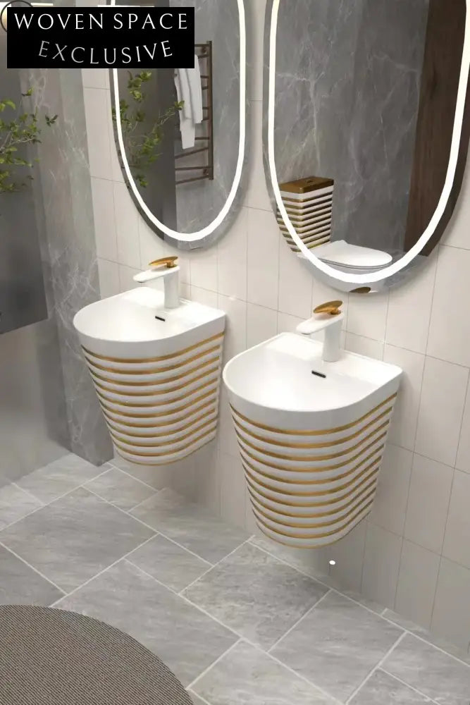 Modern Oval Wall Mounted Ceramic Bathroom Sink - Space-Saving Design, Durable Finish