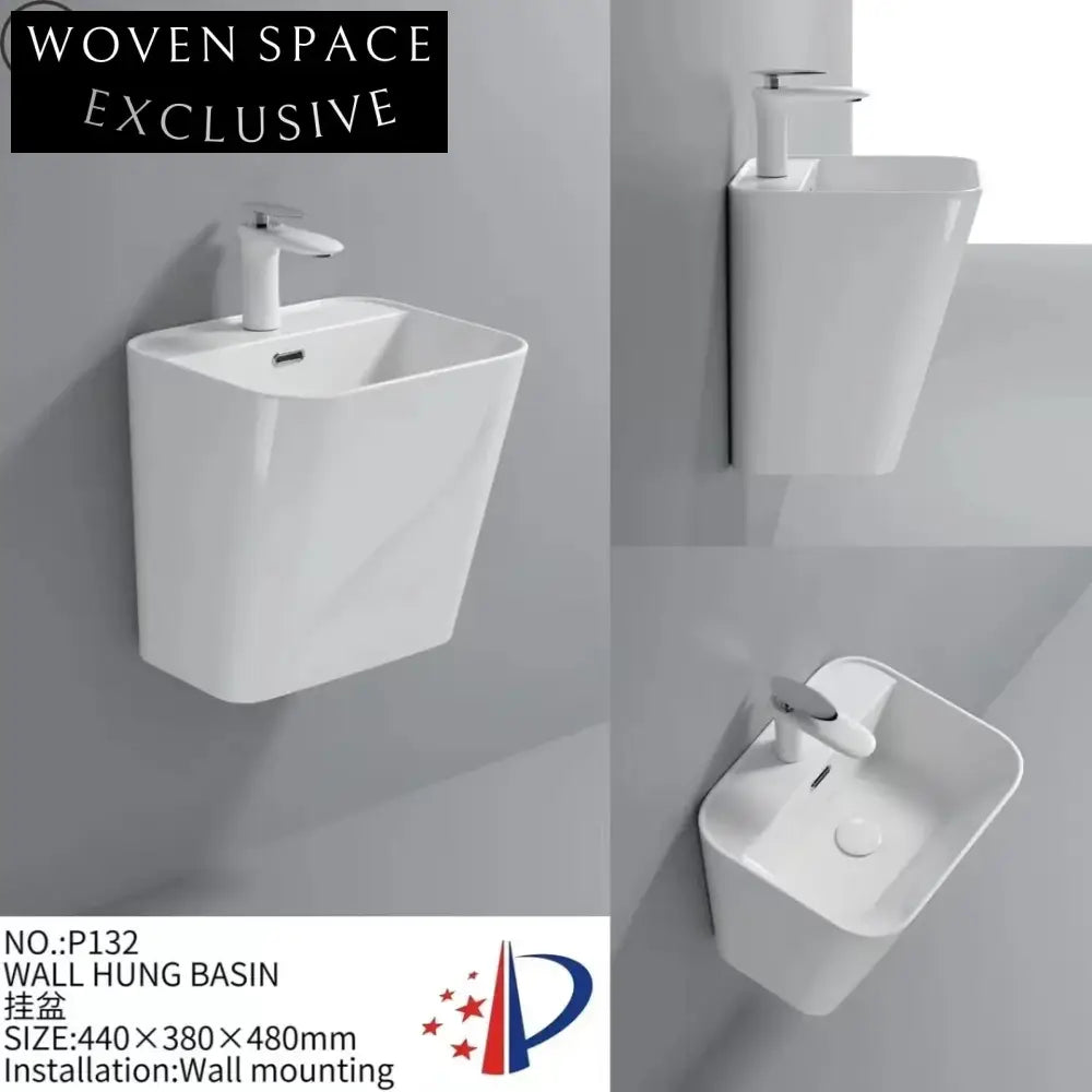 Modern Oval Wall Mounted Ceramic Bathroom Sink - Space-Saving Design, Durable Finish