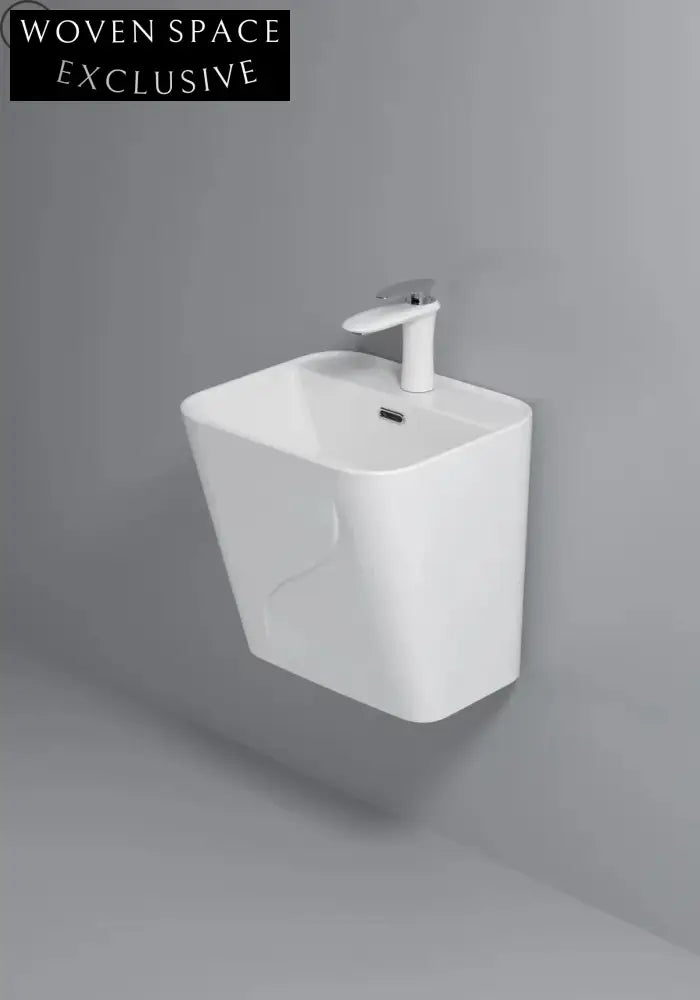 Modern Oval Wall Mounted Ceramic Bathroom Sink - Space-Saving Design, Durable Finish