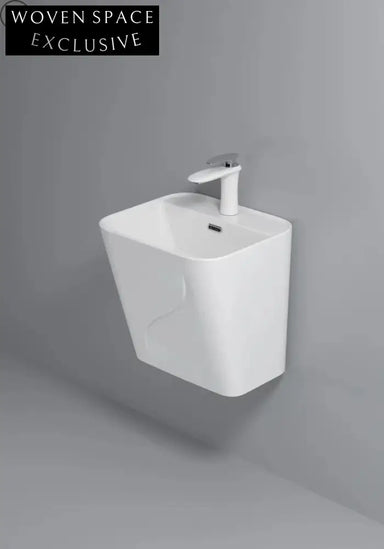 Modern Oval Wall Mounted Ceramic Bathroom Sink - Space-Saving Design, Durable Finish