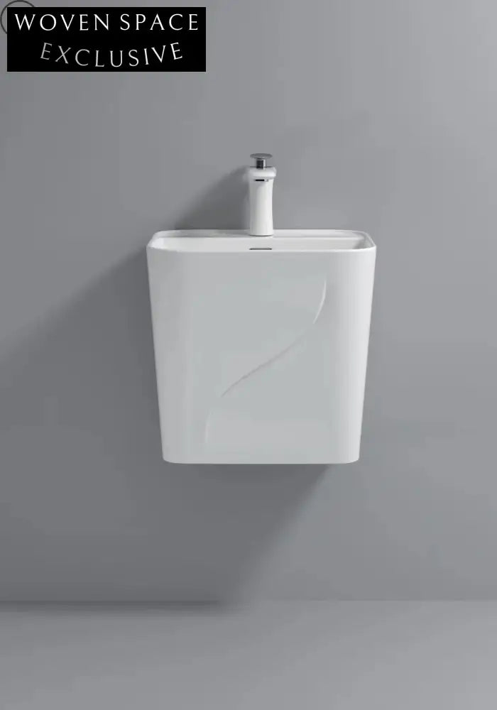 Modern Oval Wall Mounted Ceramic Bathroom Sink - Space-Saving Design, Durable Finish