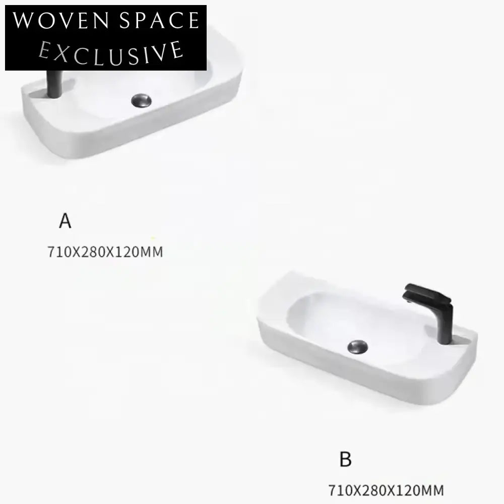 Modern Oval Wall Mounted Ceramic Bathroom Wash Basin for Small Spaces Sink