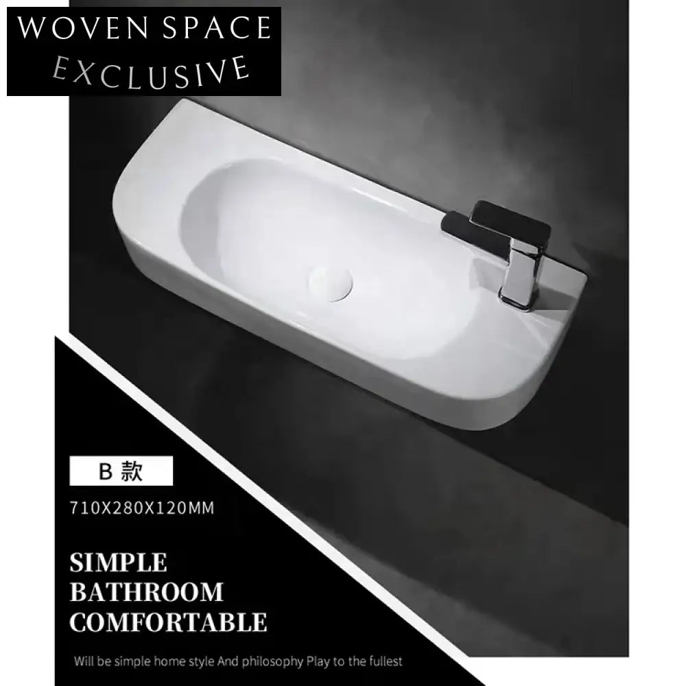 Modern Oval Wall Mounted Ceramic Bathroom Wash Basin for Small Spaces Sink