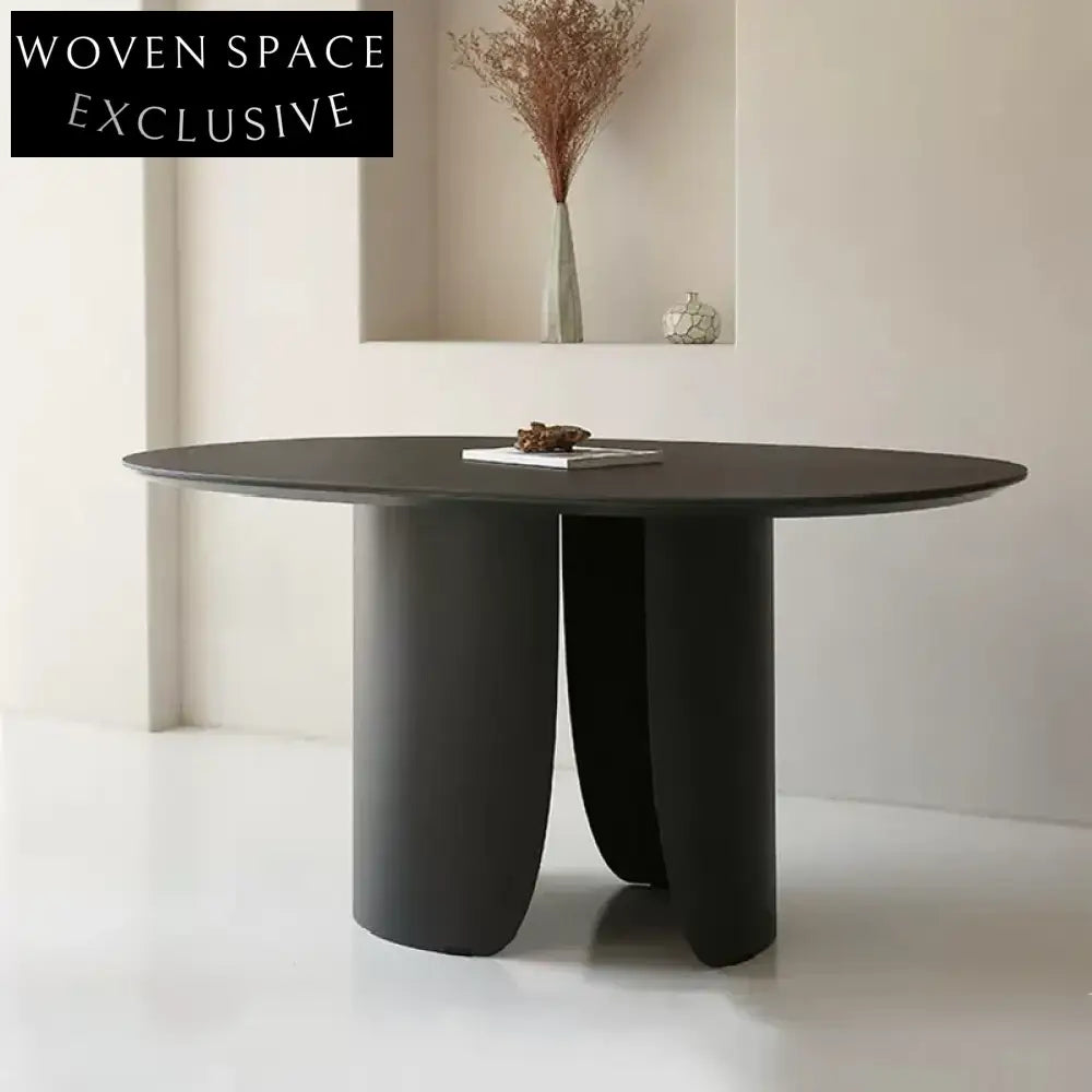 Modern Oval Wood Dining Table with Unique Petal Base for Home & Restaurant