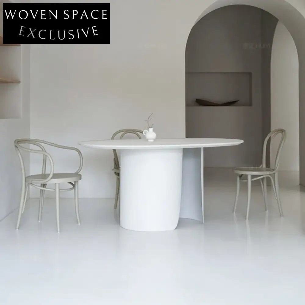 Modern Oval Wood Dining Table with Unique Petal Base for Home & Restaurant