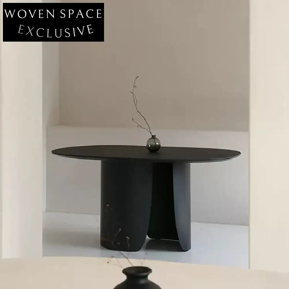 Modern Oval Wood Dining Table with Unique Petal Base for Home & Restaurant