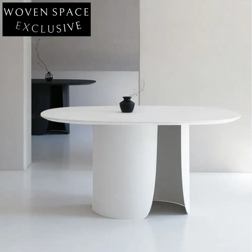 Modern Oval Wood Dining Table with Unique Petal Base for Home & Restaurant