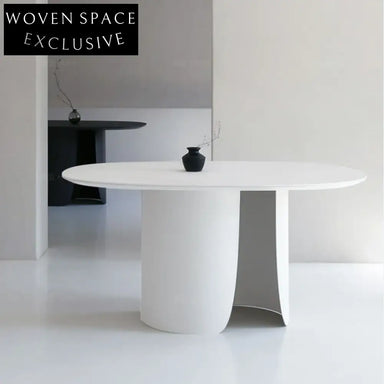 Modern Oval Wood Dining Table with Unique Petal Base for Home & Restaurant