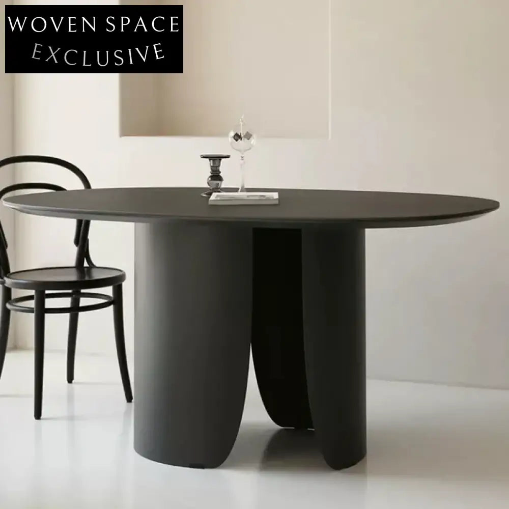 Modern Oval Wood Dining Table with Unique Petal Base for Home & Restaurant