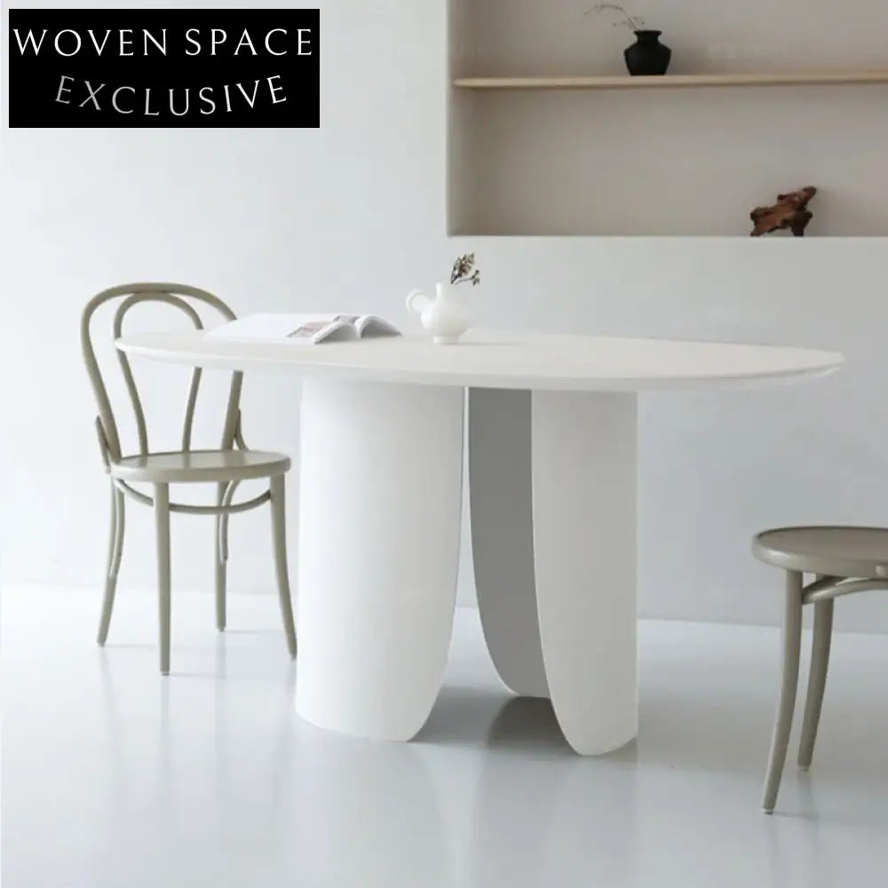 Modern Oval Wood Dining Table with Unique Petal Base for Home & Restaurant
