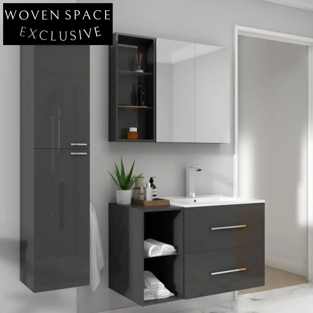 Modern Painting-Free Wooden Bathroom Vanity with Mirror and Integrated Sink