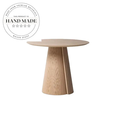 Modern Pedestal Oak Round Wooden Bistro Cafe Dining Table