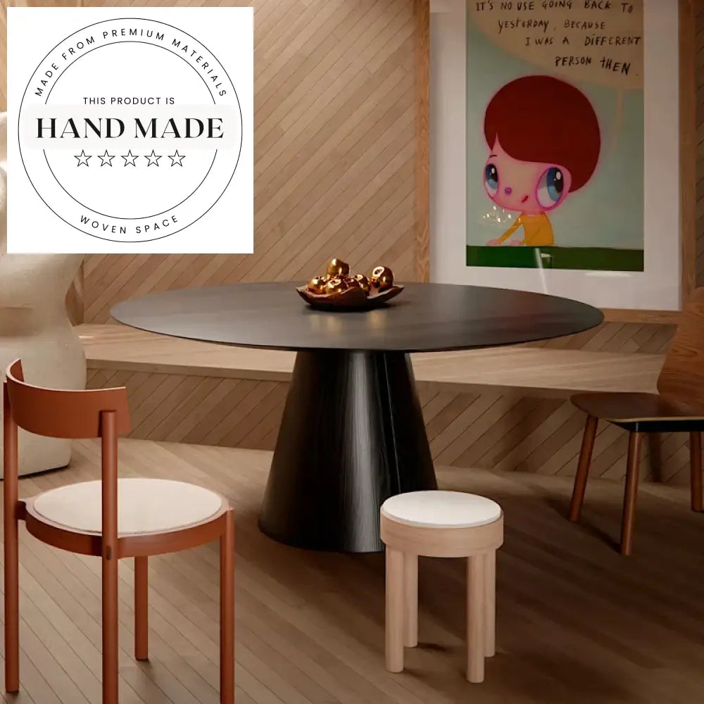 Modern Pedestal Oak Round Wooden Bistro Cafe Dining Table