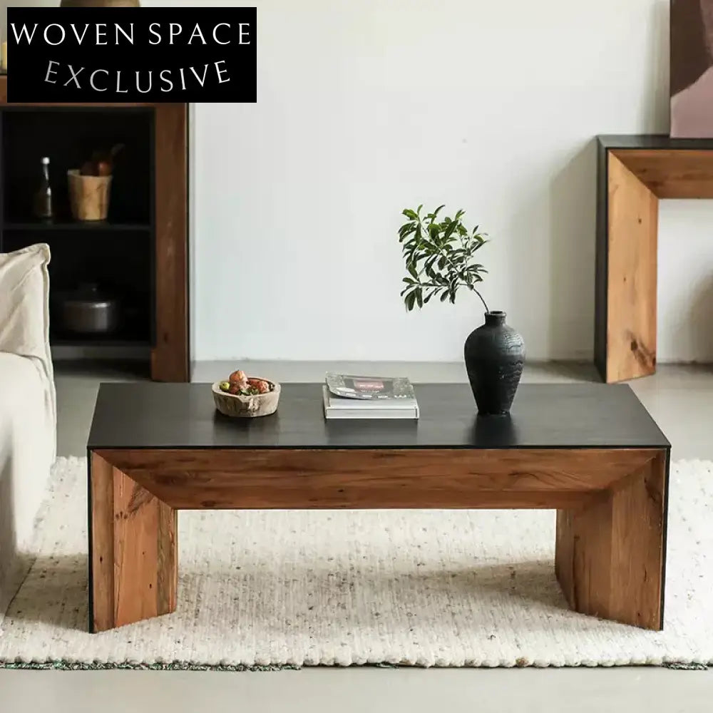 Modern Pine Wood Living Room Coffee Table, Rich Walnut Finish, Custom Sizes, Coffee Table