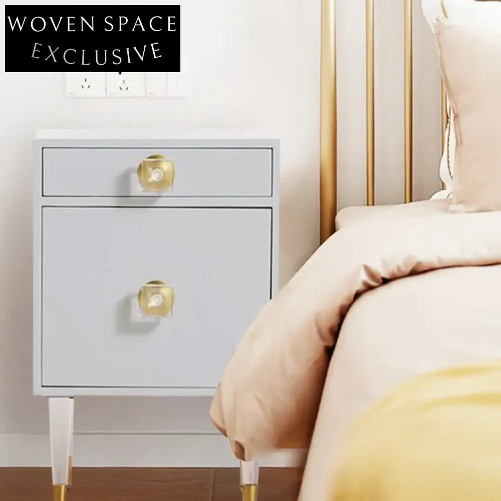 Modern Pink Acrylic Wood Nightstand with Storage Drawer - Chic Bedside Table