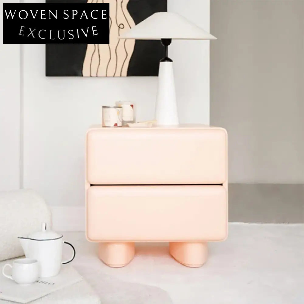 Modern Pink Bedroom Nightstand with Storage Drawer - Chic Bedside Table