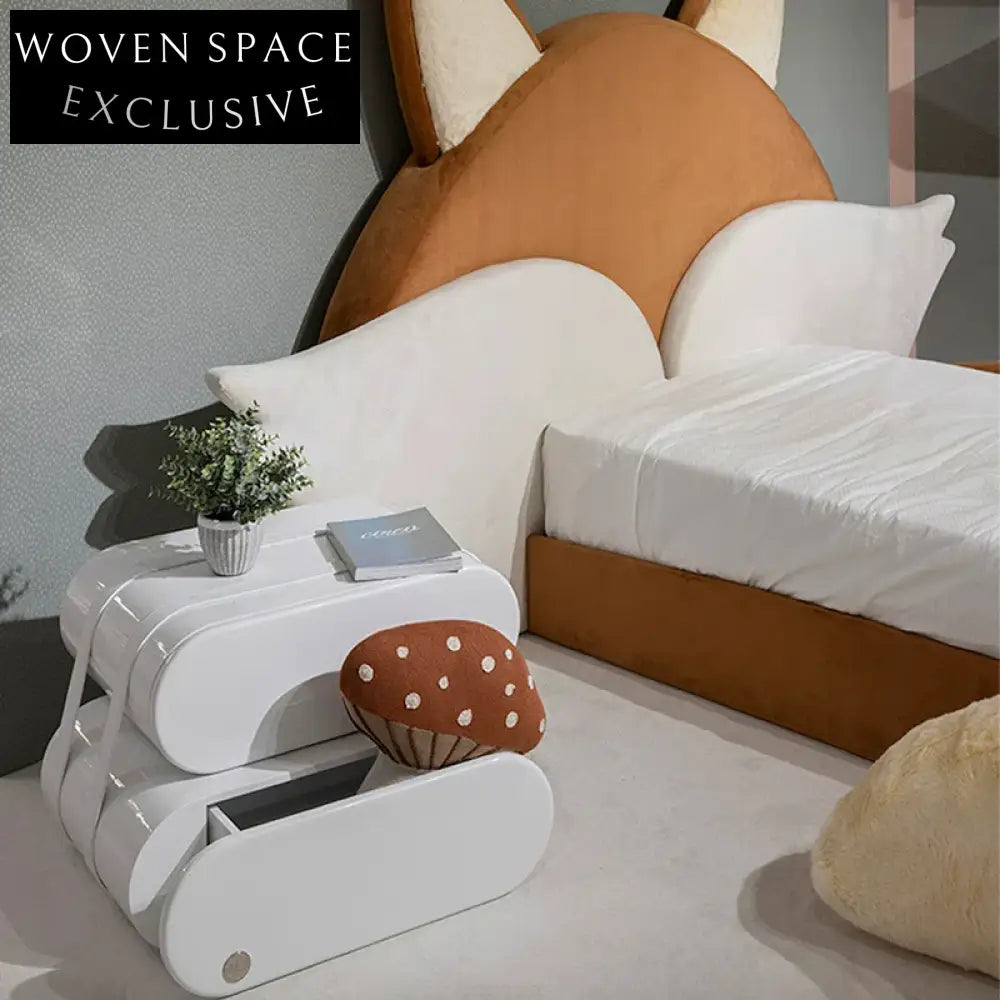 Modern Pink Solid Wood Kids Nightstand with 2 Drawers for Bedroom Storage