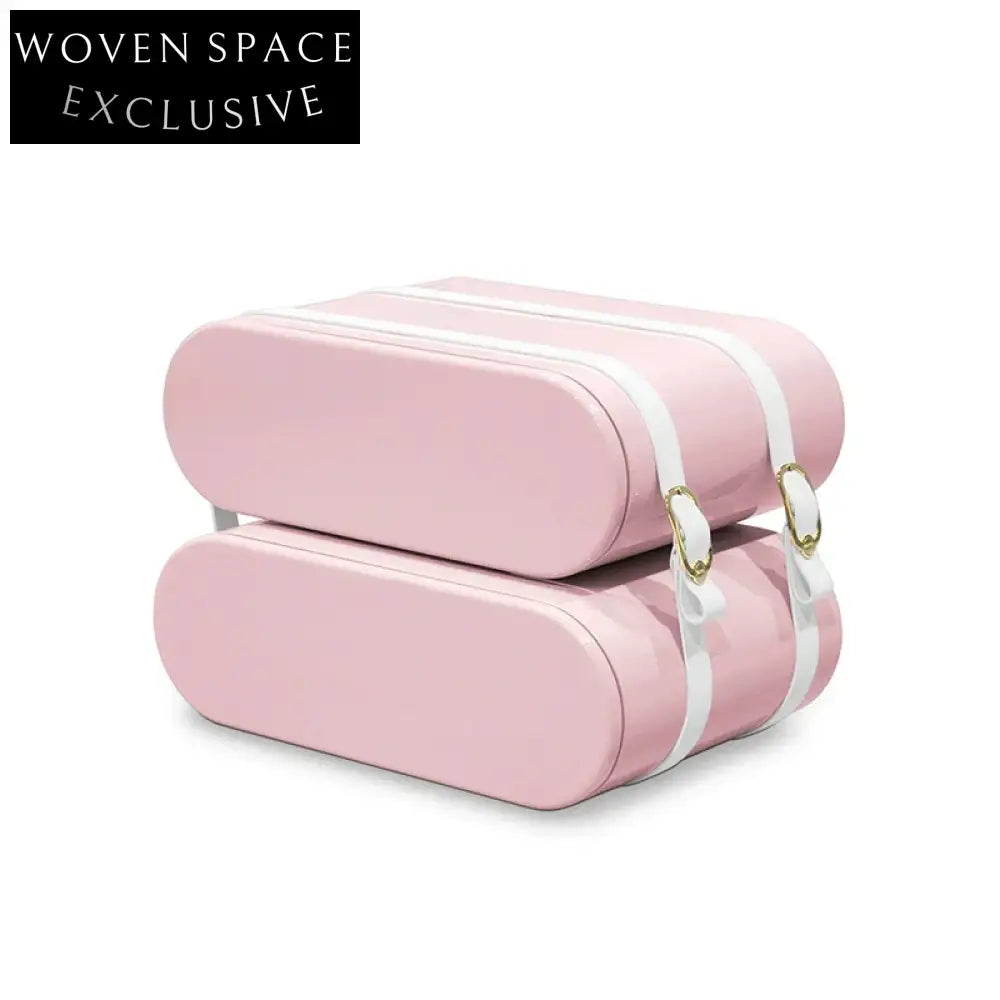 Modern Pink Solid Wood Kids Nightstand with 2 Drawers for Bedroom Storage