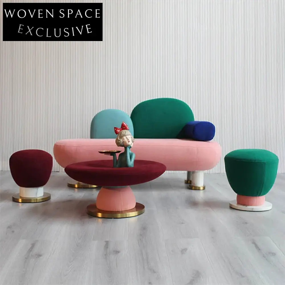 Modern Plush Fabric Sofa Set: Colorful Upholstery, Ultimate Living Room Sofa