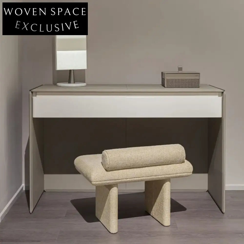 Modern Plush Teddy Fabric Ottoman, Versatile Living Room Accent Stool