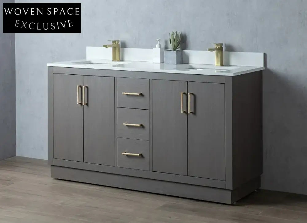 Modern Plywood Bathroom Vanity Cabinet, Soft-Close Doors, Integrated Storage