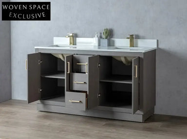 Modern Plywood Bathroom Vanity Cabinet, Soft-Close Doors, Integrated Storage