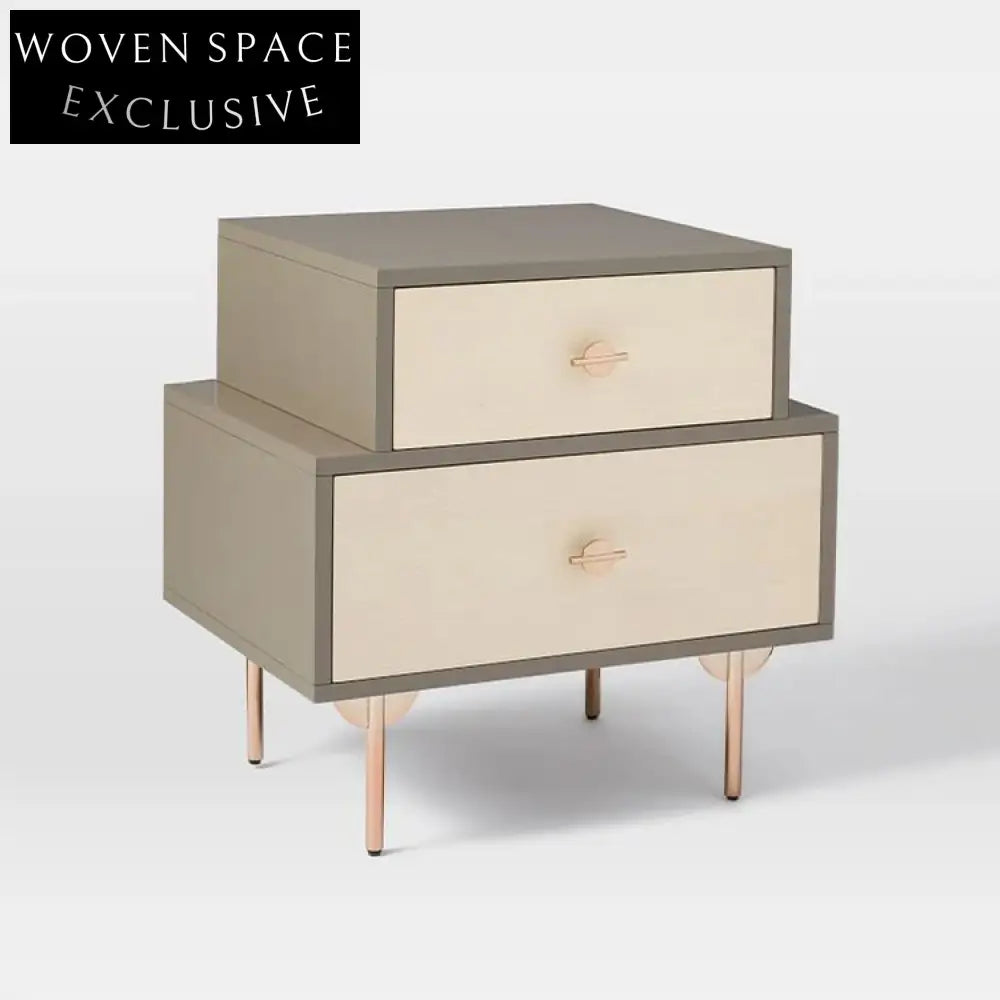 Modern Plywood Bedside Table with Storage Drawers for Bedroom and Hotel