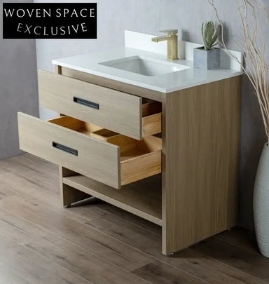 Modern Plywood Single Sink Bathroom Vanity Cabinet with Soft-Close Drawers