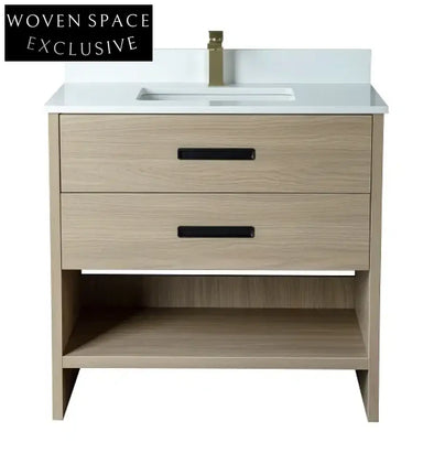 Modern Plywood Single Sink Bathroom Vanity Cabinet with Soft-Close Drawers