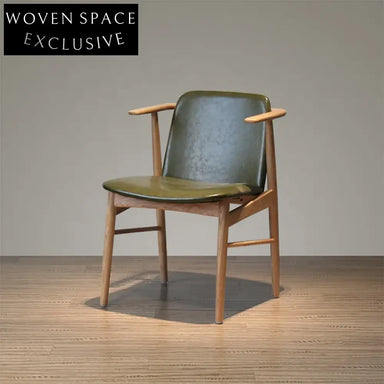 Modern PU Leather Upholstered Solid Wood Dining Chair for Cafe, Home